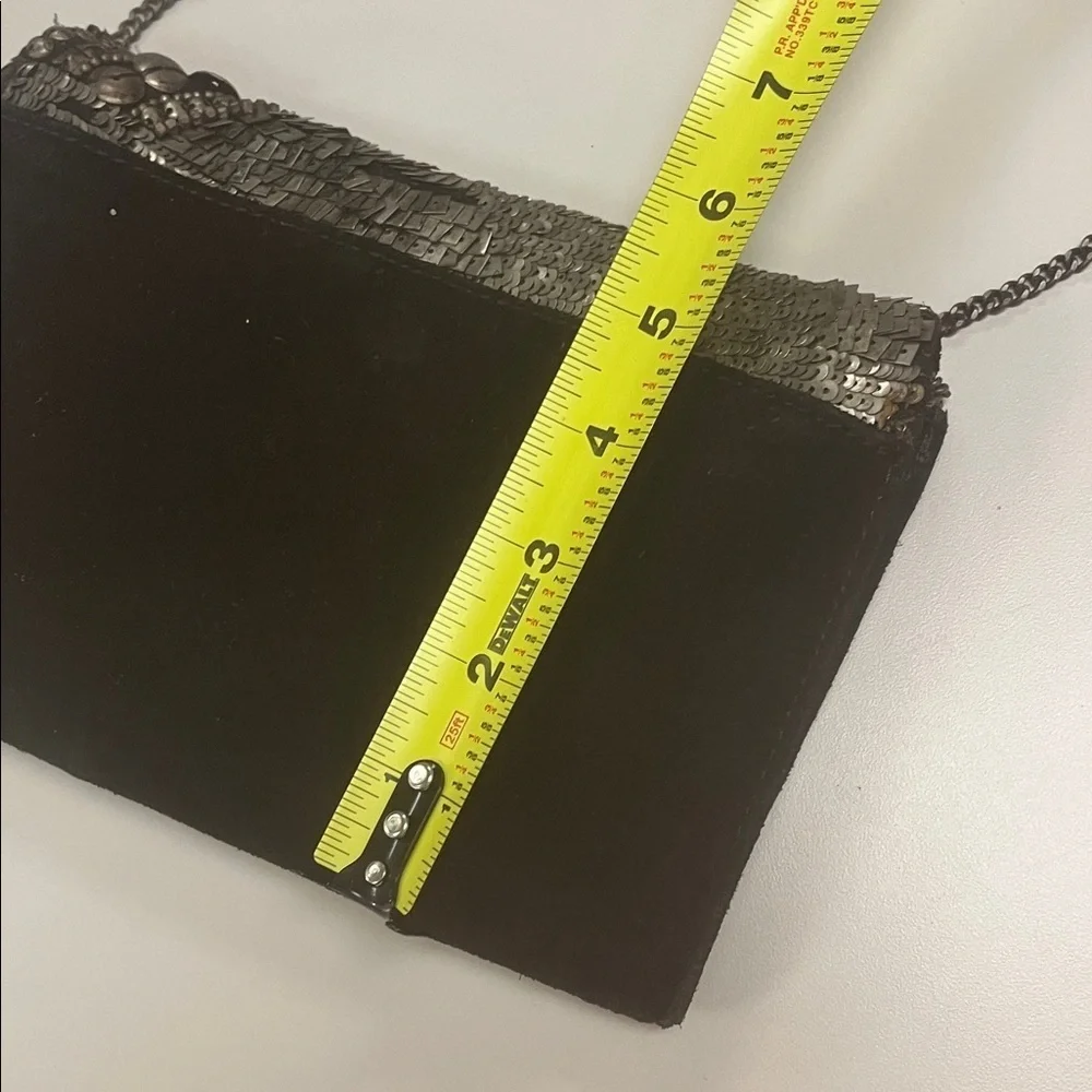 Ecote Black and Silver Sequin Clutch Crossbody Evening Bag